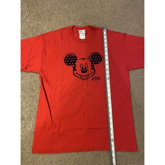 Disney Store 2004 Red/Blue Felt Mickey Mouse Short Sleeve T Shirt Size Large - Picture 4 of 6